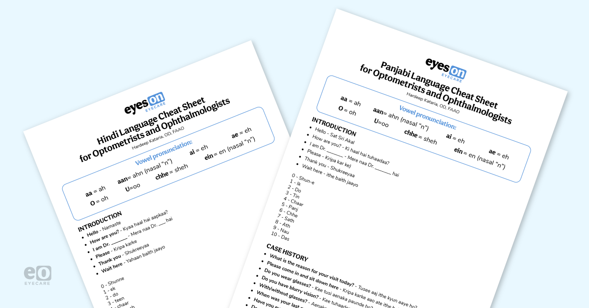 Panjabi and Hindi Language Phrases for Optometrists and Ophthalmologists—with Videos & Cheat Sheets